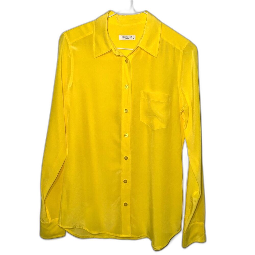 Equipment Brett Silk Button Down Shirt - Lemon Yellow XS - Picture 2 of 7